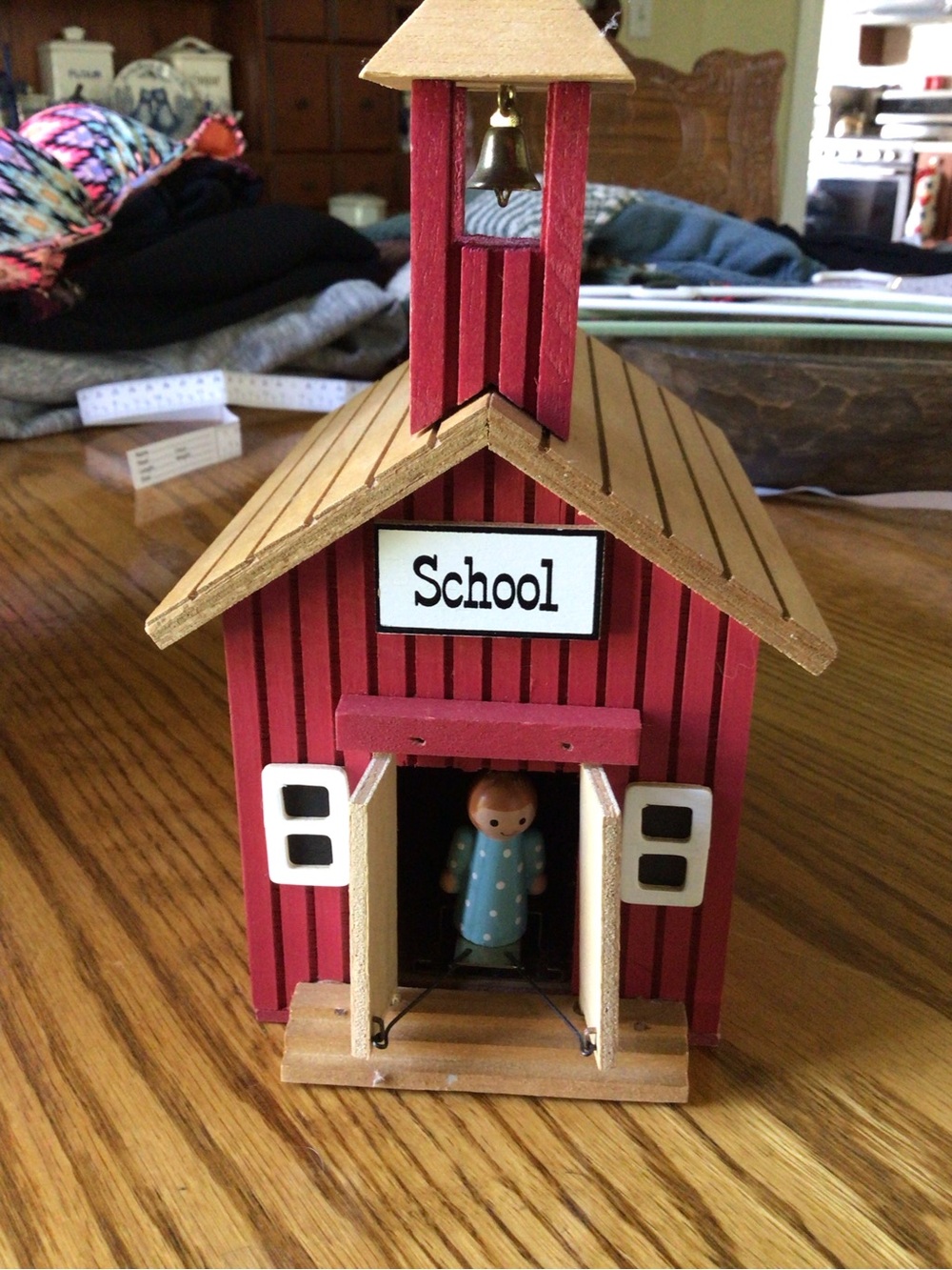 Vintage Chinese Craftsmen Red School Hose Music Box WORKS